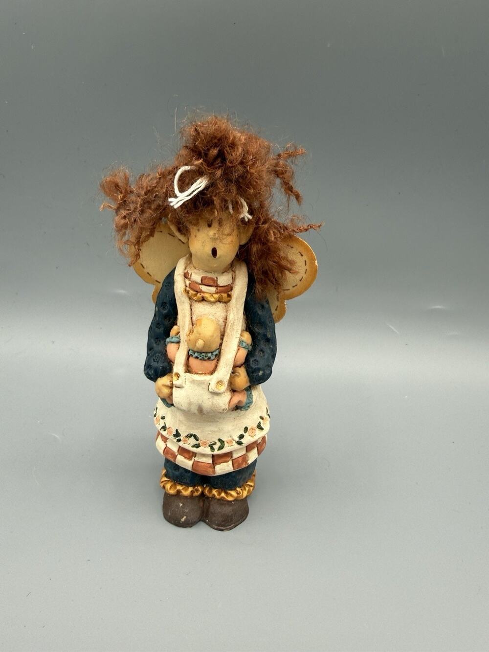 Diane Zufall Mom Angel Figurine Teddy Bear Primitive Folk Art Resin 5” Vintage